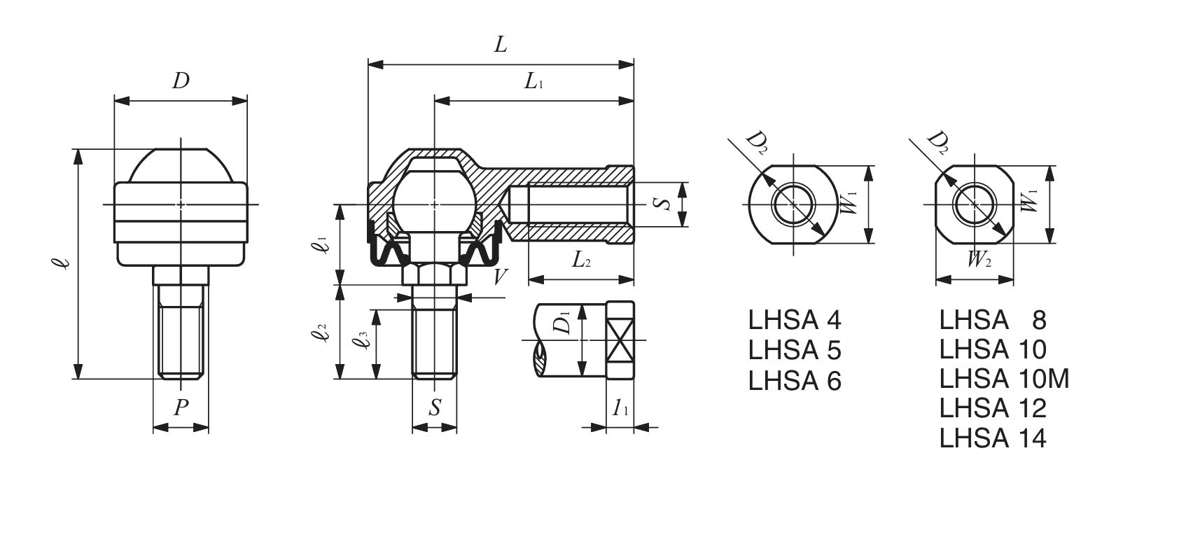Vòng Bi Mắt Trâu 2 Ren Trong Và Ngoài M4x0.7 IKO LHSA 4_drawing