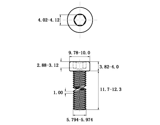 Lục Giác Trụ Đầu Thấp Inox 304 DIN7984 M6x12_drawing