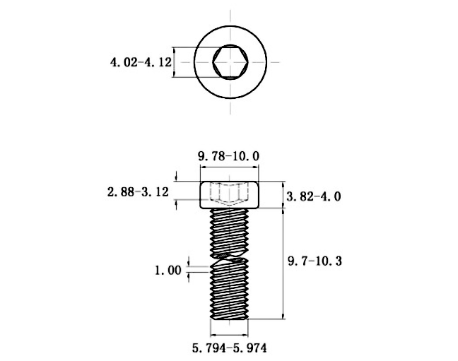 Lục Giác Trụ Đầu Thấp Inox 304 DIN7984 M6x10_drawing