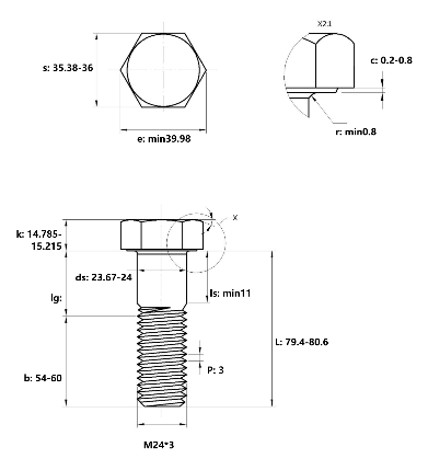 Bulong Inox 316 DIN931 M24x80 Ren Lửng_drawing
