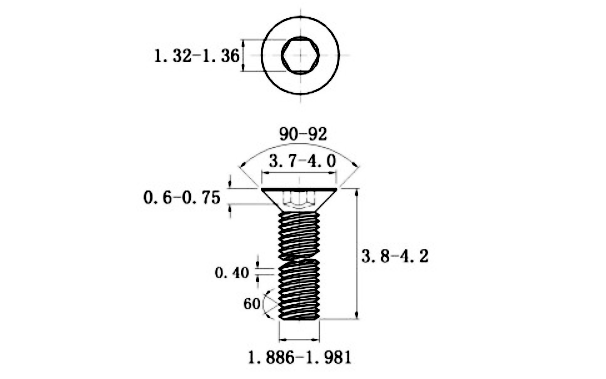 Lục Giác Chìm Col Inox 304 DIN7991 M2x4_drawing