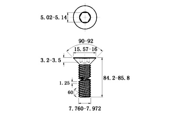 Lục Giác Chìm Col Inox 304 DIN7991 M8x85_drawing