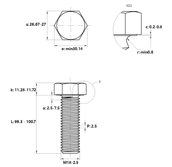 Bulong Nhúng Nóng 8.8 DIN933 M18x100_drawing