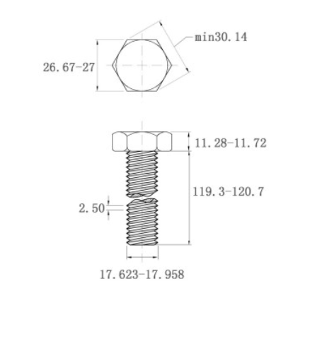 Bulong Nhúng Nóng 8.8 DIN933 M18x120_drawing