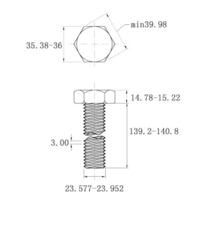 Bulong Nhúng Nóng 8.8 DIN933 M24x140_drawing