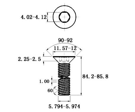 Lục Giác Chìm Col Inox 304 DIN7991 M6x85_drawing