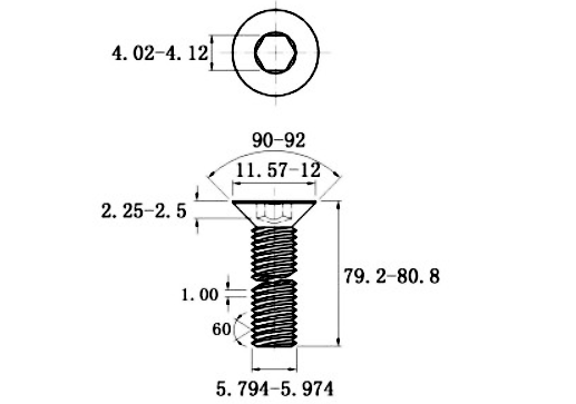 Lục Giác Chìm Col Inox 304 DIN7991 M6x80_drawing