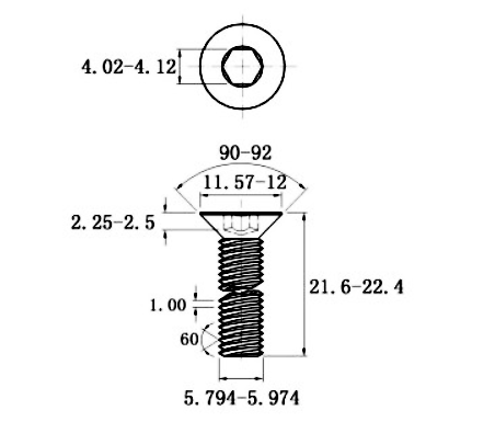 Lục Giác Chìm Col Inox 304 DIN7991 M6x22_drawing