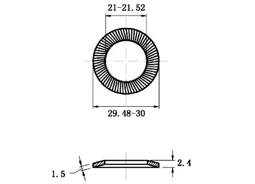 Lông Đền Răng Inox 304 DIN9250 M20_drawing