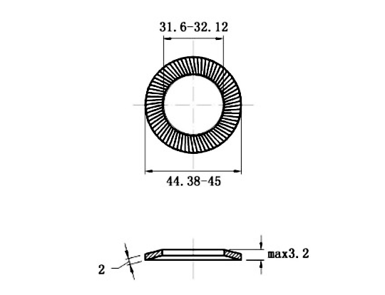 Lông Đền Răng Inox 304 DIN9250 M30_drawing