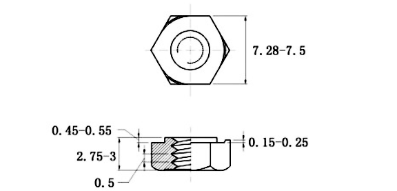 Tán Hàn Lục Giác Inox 304 DIN929 M3_drawing