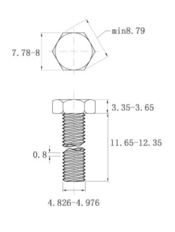 Bulong Nhựa Nylon DIN933 M5x12_drawing