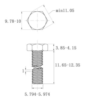 Bulong Mạ Kẽm Trắng Cr3+ 8.8 DIN933 M6x12_drawing