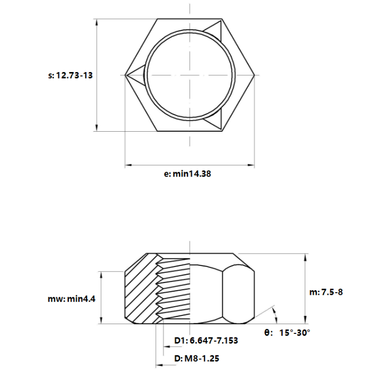 Tán Khóa Inox 304 DIN980V M8_drawing