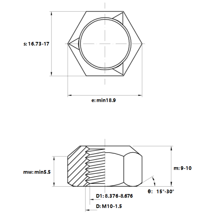 Tán Khóa Thép Mạ Geomet DIN980V M10_drawing