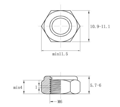 Hộp Tán Keo Thép Mạ Kẽm 4.8 DIN985 M6 (2000 Pcs/Hộp)_drawing