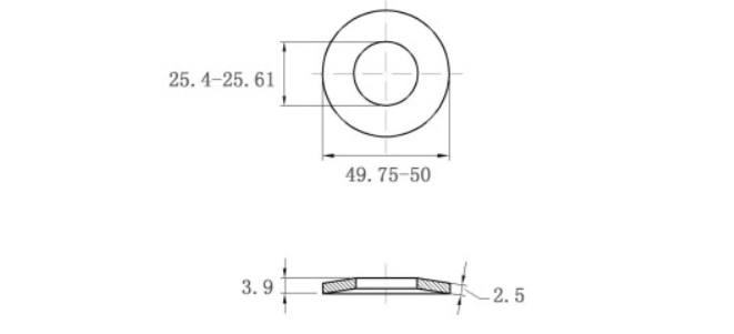 Lông Đền Lò Xo Đĩa Thép Đen DIN2093 M25 (25.4x50x3.0)_drawing