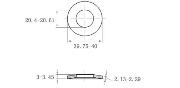 Lông Đền Lò Xo Đĩa Thép Đen DIN2093 M20 (20.4x40x2.0)_drawing