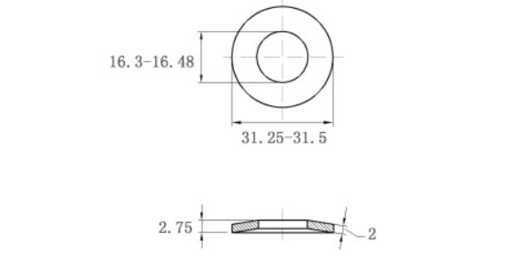 Lông Đền Lò Xo Đĩa Thép Đen DIN2093 M16 (16.3x31.5x1.75)_drawing