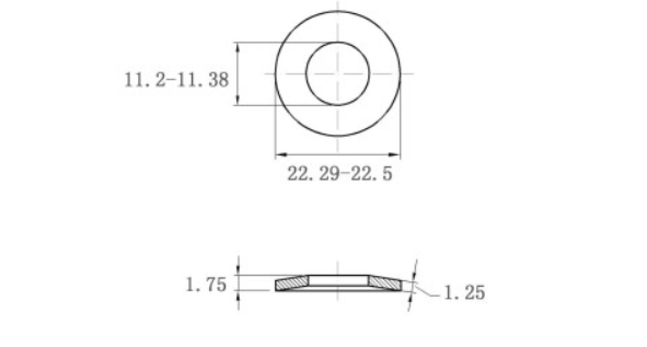 Lông Đền Lò Xo Đĩa Thép Đen DIN2093 M11 (11.2x22.5x1.2)_drawing