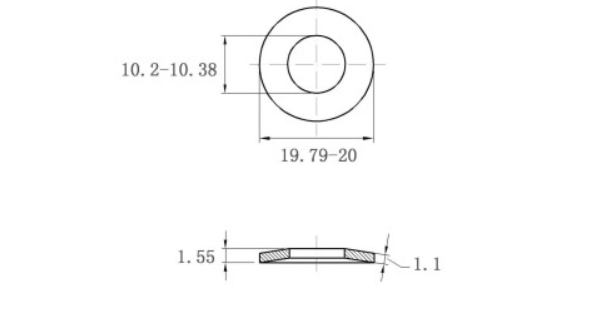 Lông Đền Lò Xo Đĩa Thép Đen DIN2093 M10 (10.2x20x1.0)_drawing