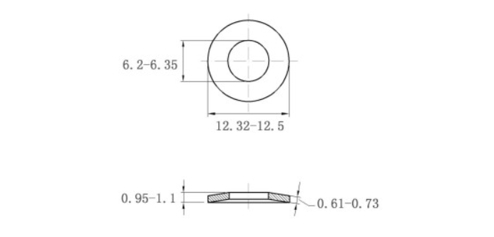 Lông Đền Lò Xo Đĩa Thép Đen DIN2093 M6 (6.2x12.5x0.7)_drawing