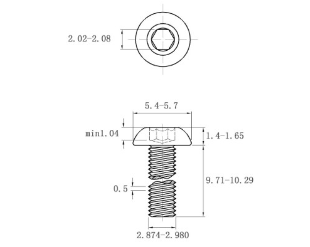Lục Giác Chìm Mo Thép Mạ Kẽm Trắng Cr3+ 10.9 ISO7380 M3x10 (50Cái/Bịch)_drawing