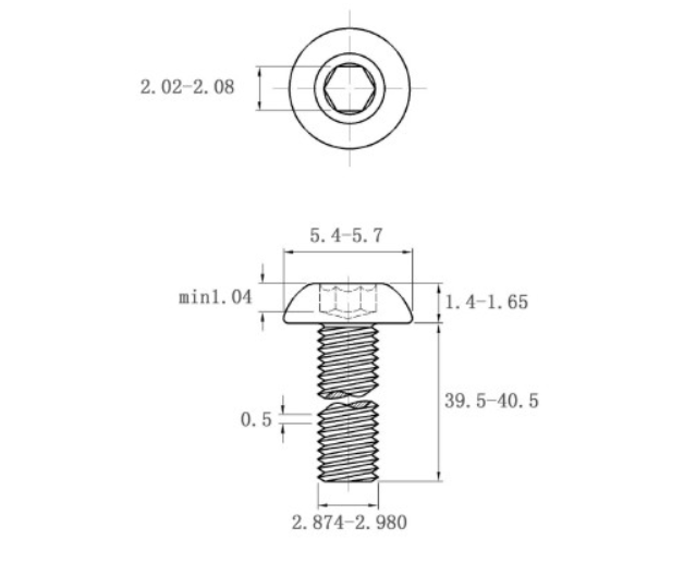 Lục Giác Chìm Mo Thép Đen 10.9 ISO7380 M3x40 (50Cái/Bịch)_drawing