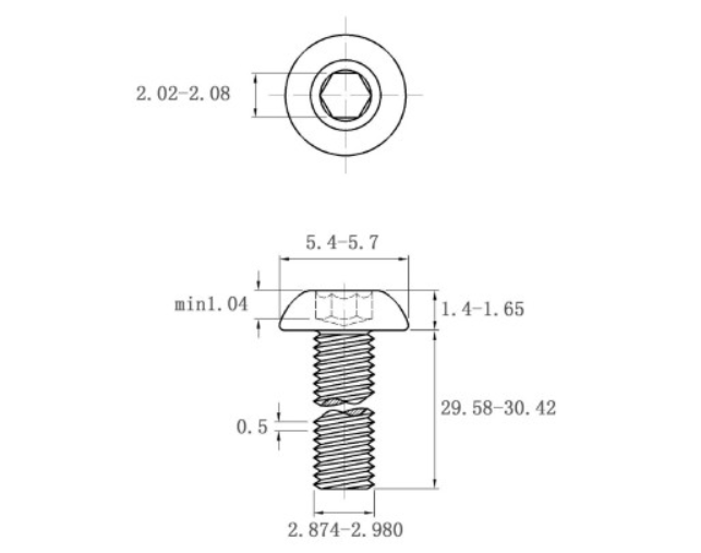 Lục Giác Chìm Mo Thép Đen 10.9 ISO7380 M3x30 (50Cái/Bịch)_drawing