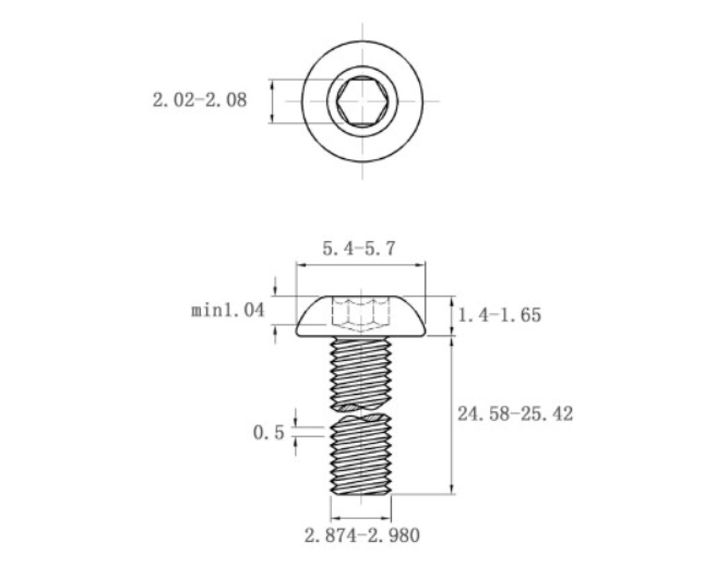 Lục Giác Chìm Mo Thép Đen 10.9 ISO7380 M3x25 (50Cái/Bịch)_drawing