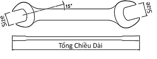 Cờ Lê 2 Đầu Miệng 8x9mm Top Kogyo Lx8X9_drawing