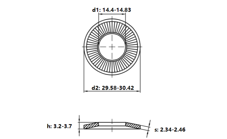 Lông Đền Tiếp Xúc Inox 304 NFE25-511 M14_drawing