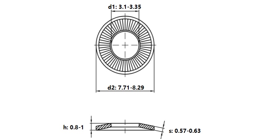Lông Đền Tiếp Xúc Thép Mạ Kẽm NFE25-511 M3_drawing