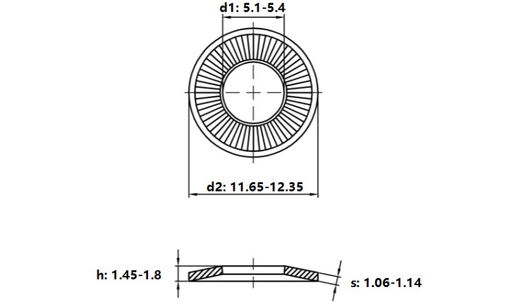 Lông Đền Tiếp Xúc Thép Mạ Kẽm NFE25-511 M5_drawing