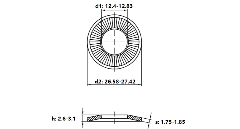 Lông Đền Tiếp Xúc Thép Mạ Kẽm NFE25-511 M12_drawing