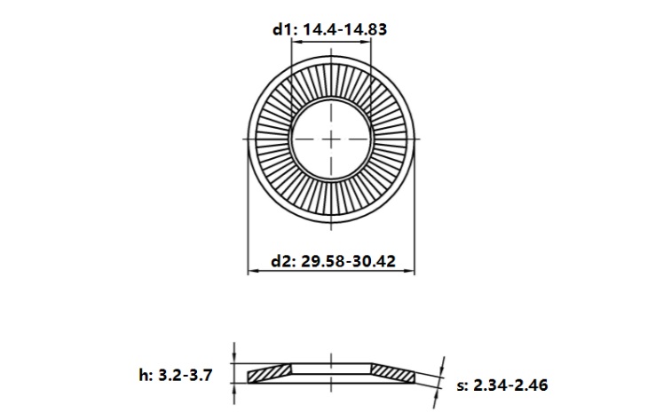 Lông Đền Tiếp Xúc Thép Mạ Kẽm NFE25-511 M14_drawing
