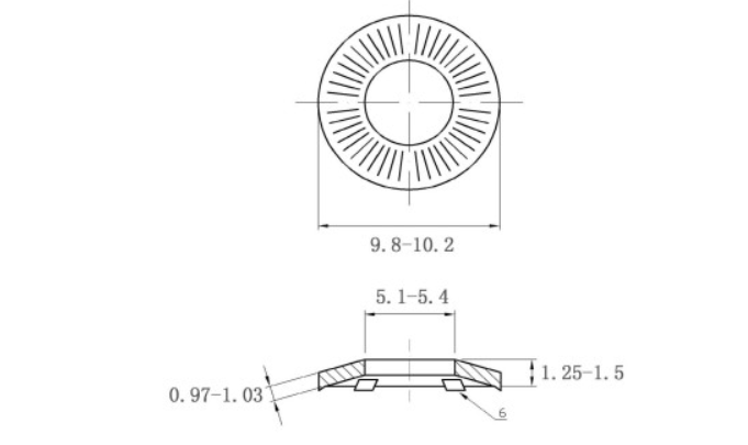 Lông Đền Tiếp Xúc Thép Mạ Dacromet SN70093 M5_drawing