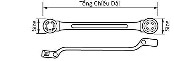 Cờ Lê 2 Đầu Vòng Tự Động 8x10 mm Top Kogyo RW-8X10_drawing