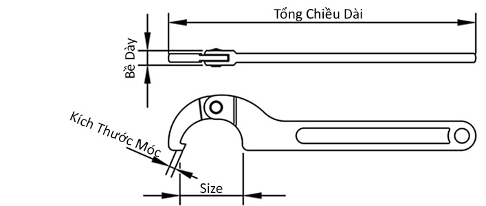 Cờ Lê Móc 80-120mm Toptul AEEX1AA2_drawing