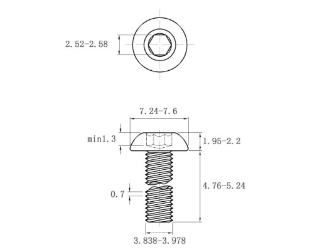Lục Giác Chìm Mo Inox 304 ISO7380 M4x5 (50Cái/Bịch)_drawing
