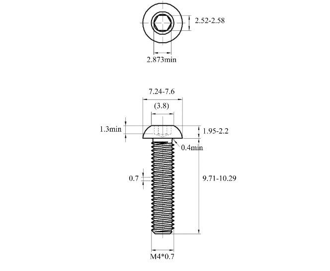 Lục Giác Chìm Mo Inox 304 ISO7380 M4x10 (50Cái/Bịch)_drawing