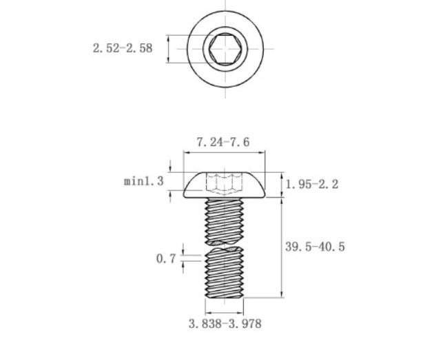 Lục Giác Chìm Mo Inox 304 ISO7380 M4x40 (50Cái/Bịch)_drawing