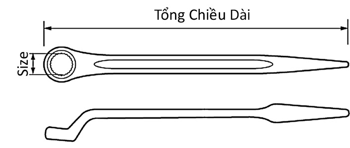 Cờ Lê 1 Đầu Vòng Đuôi Chuột 32mm Top Kogyo SM-32_drawing