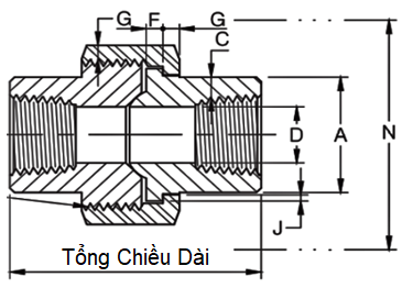 Rắc Co NPT A105 SA105N DN10 (3/8)_drawing