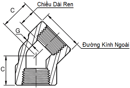 Co 45 Độ NPT A105 SA105N DN15 (1/2)_drawing