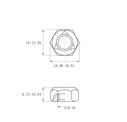 Tán Khoá Hệ Inch Thép 35K GR 8 Mạ Kẽm 3/8-16_drawing