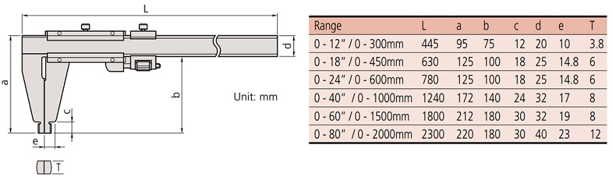 Thước cặp cơ khí Mitutoyo 160-151 (0-450mm/0.02mm)_drawing