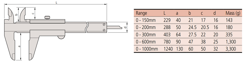 Thước cặp cơ khí Mitutoyo 530-100 (0-100mm/0.05mm)_drawing