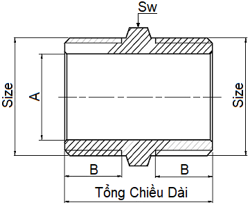 Kép Đồng MIHA 1/2"-14 (15xL34) Hàng Dày_drawing