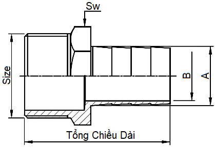 Nối Ống Mềm Bằng Đồng Ren Ngoài MIHA 3/4"-14 (20x18.5)_drawing